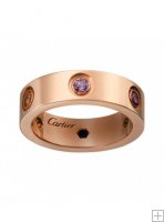 Cartier Love Ring Pink Gold Sapphires Garnets Amethyst B4087800